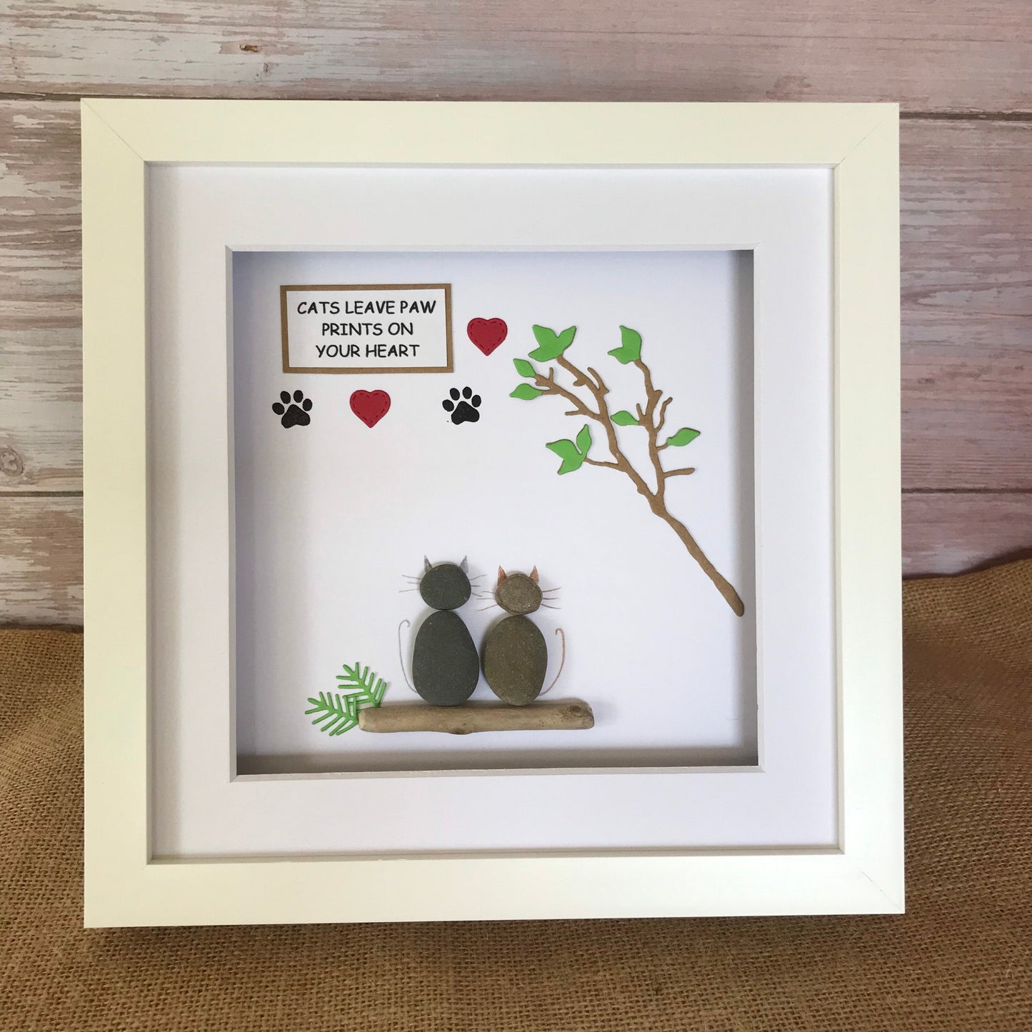 Handmade Cats Pebble Picture