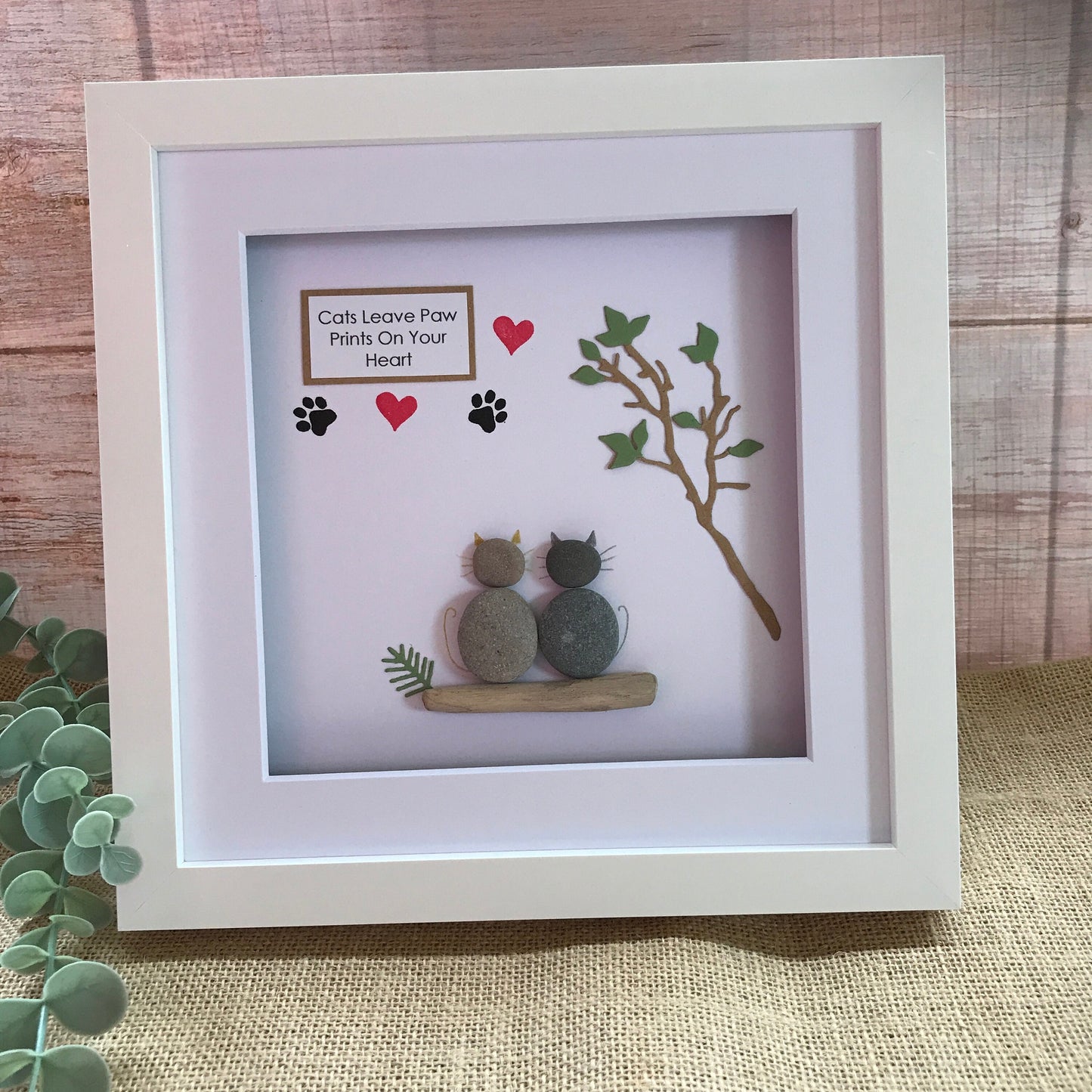 Handmade Cats Pebble Picture